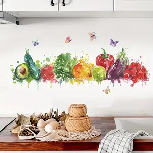 Watercolor style personalized fruit wall sticker, self-adhesive and removable, will not leave stains or refresh bare walls, update space aesthetics, space beauty, wall decoration, contemporary style, no residue, removable wall sticker