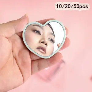10/20/50pcs Mini Pocket Mirror Set, HD Heart-Shaped Travel Handheld Mirror, Makeup Gift Kit, Portable Cosmetic Mirror for Gifts, Travel Hand Mirrors