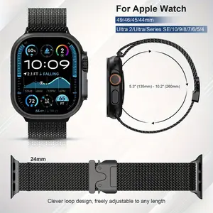 BUREI Milanese Metal Buckle Adjustable Band for iWatch Series 1-11/SE/SE2/Ultra/Ultra2  (38-49mm) - Parachute Style, Unisex Design (Watch Not Included)#TikTokShopHolidayHaul