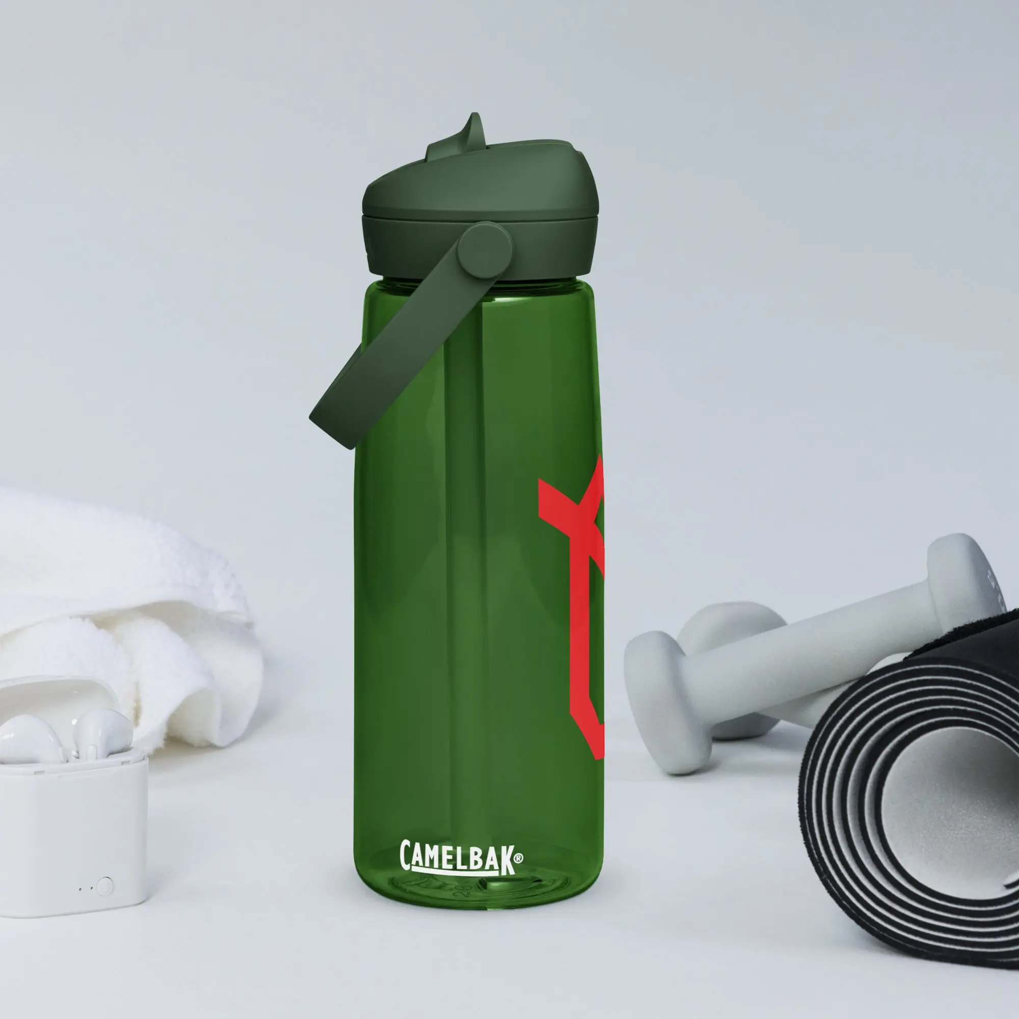 Flip straw water bottle