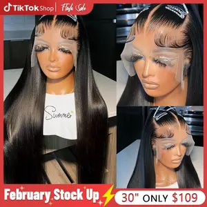 Bling Hair 13x4 13x6 Lace Frontal Bone Straight Wigs Brazilian Human Hair Wigs On Sales Pre Plucked Hd Transparent Human Hair For Woman 4x4 Lace Closure Cheap Wigs 30 28 Inch 180% Density TikTokShopStockUp