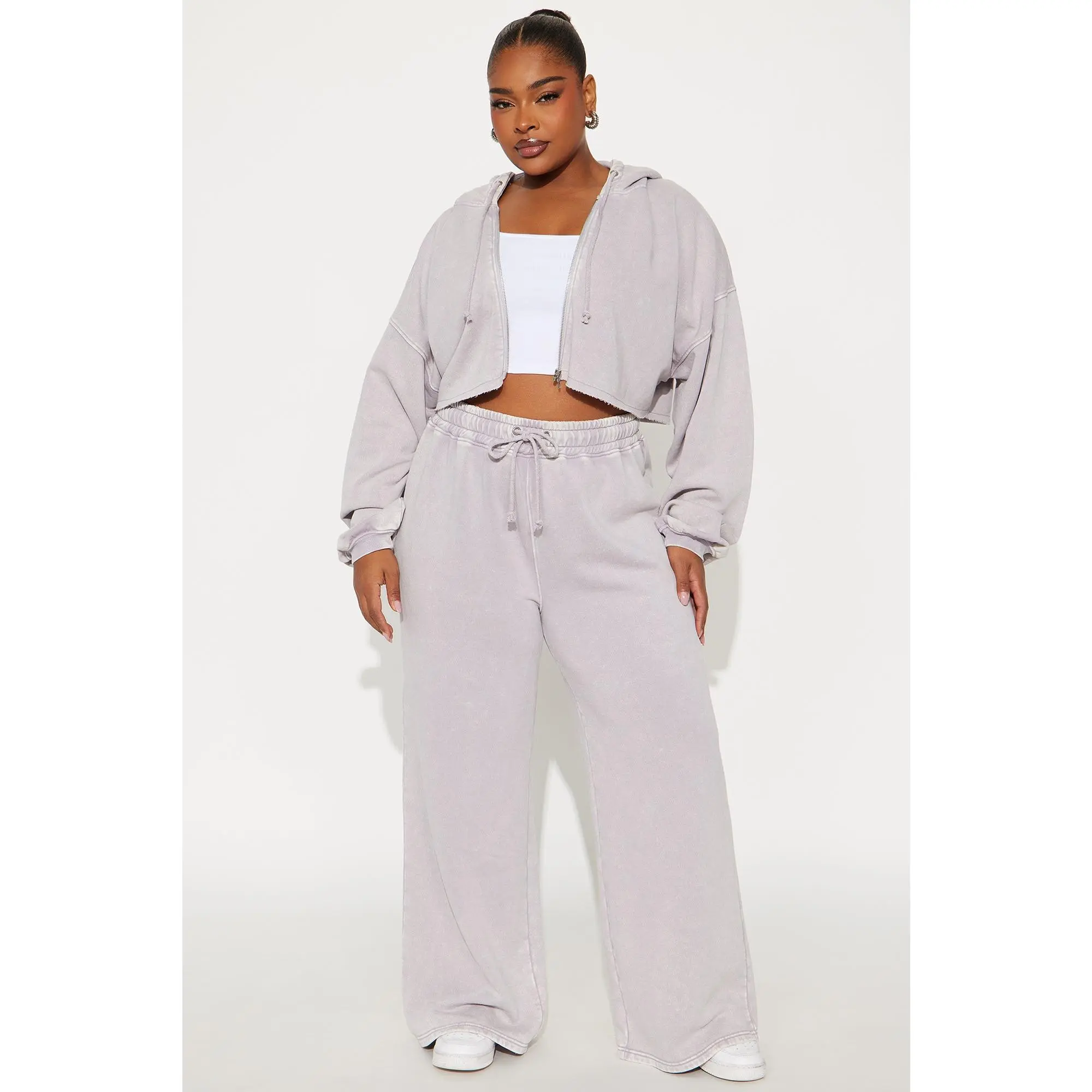On The Go Fleece Pant Set - Heather/Combo