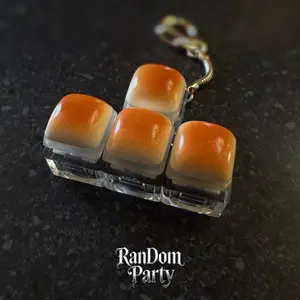Premium Bun Shape Sensory Fidget Keychain - 4-Key Caramel Design, 1-Key Clicky ASMR Sound, Vibrant LED Colors, Stress Relief Accessory, Cute Desktop Decoration Gift