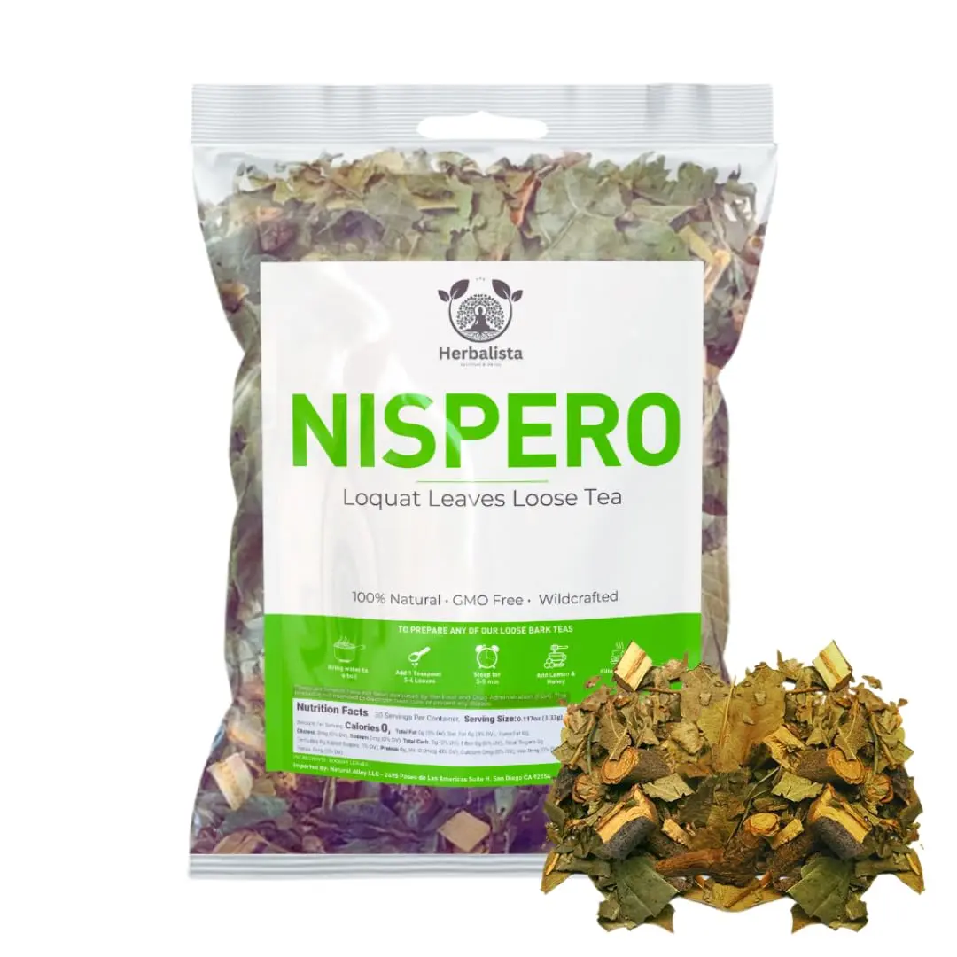 Nispero - Té de hierbas de 2 onzas (2.05 oz) - Hoja de níspero | Té de hierbas de hojas sueltas silvestre | Hierba mexicana natural para más de 20 tazas | Hierba cosechada silvestre de primera calidad