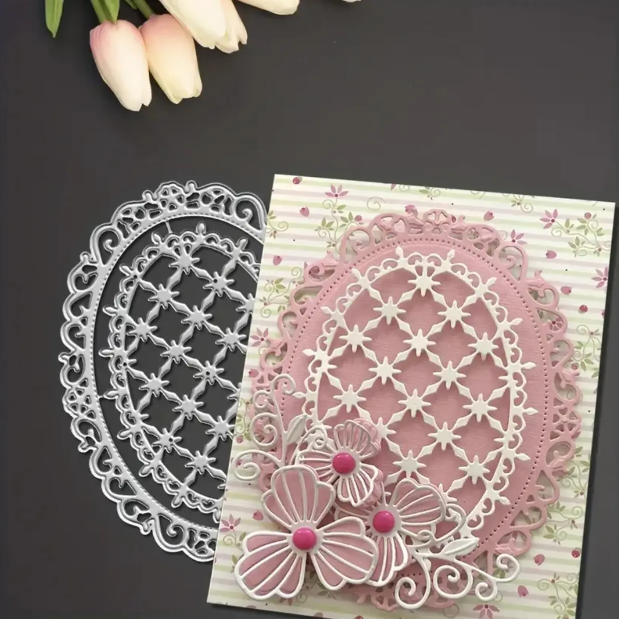 1PC Exquisite Floral Metal Cutting Die - Lace Pattern Stencil for DIY Greeting Cards, Scrapbooking & Embossing | Wedding/Birthday/Party Decor Supplies, Scrapbooking Tool