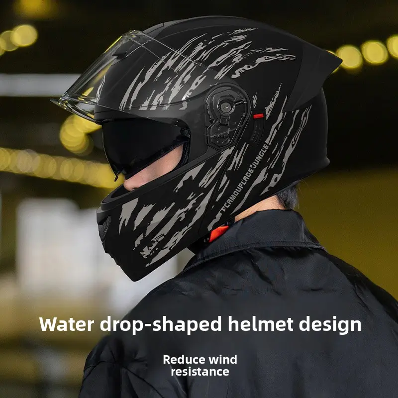 Camo Flip-Up Modular Full Face Motorcycle Helmet, All-Season Protective Gear for Men & Women, Winter Protection & Adventure-Ready Riding Helmet