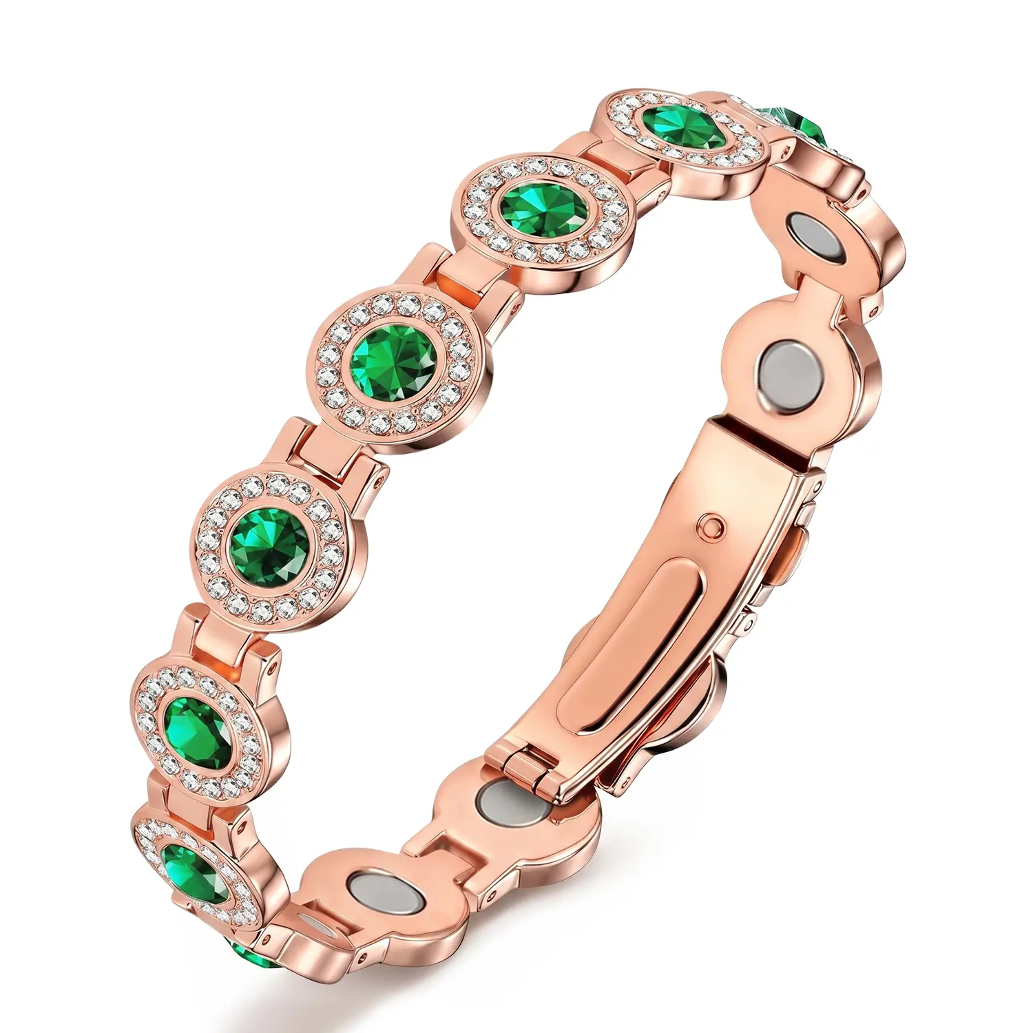 Magnetic Copper Bracelet for Women, Premium Crystal Bracelet with Strong Neodymium Magnets and Secure Clasp, Elegant Fashion Jewelry Gift for Mom, Wife, Sister and Friends