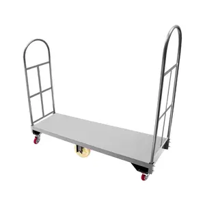 Heavy Duty U Boat Platform Dolly 2000lbs Load Capacity 6 Wheels Q235 Steel Flat Cart with Side Fences for Warehouse Industrial Transportation Moving