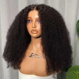 Lemoda 5x5 Wear and Go Burmese Kinky Curly Lace Frontal Human Hair Wigs 26Inch 210 Density Deep Curly 5x5 Pre-Bleached Knots HD Unglueless Transparent Lace Front Wigs For Women summerwins