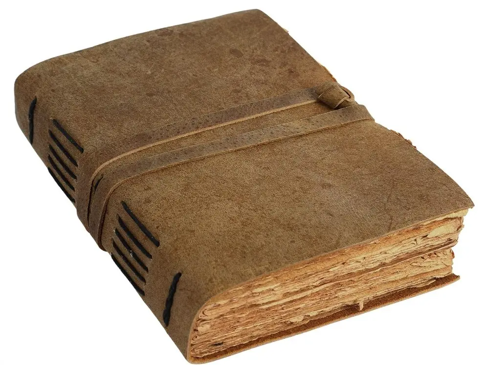 Vintage Leather Journal Handmade Deckle Edge Paper Writing & Sketchbook 8 x 6 Inch