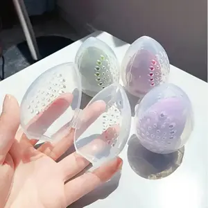 3PCS Transparent Egg-shaped Case Make-up Egg Beauty Egg Powder Puff Storage Box Portable Travel Cosmetic Plastic Sponge Case Cosmetics Organizer Storage
