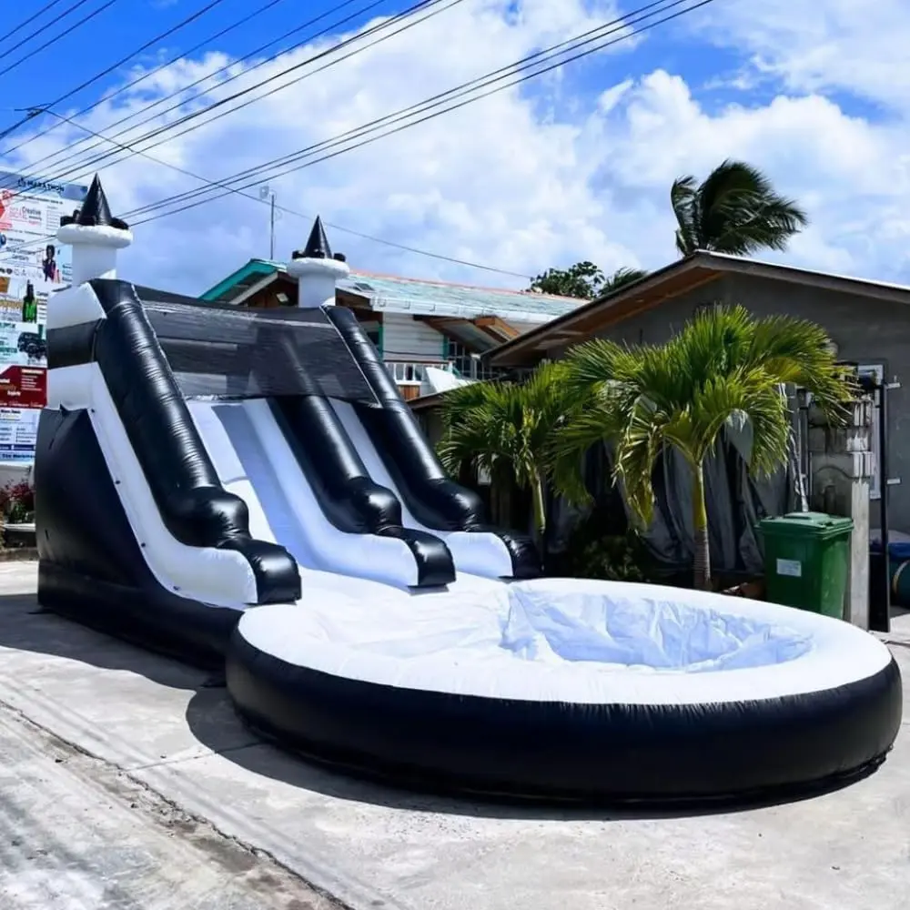 24x13x13ft 100% Commercial Grade Large Water Slide for Adults Inflatable Slide Pool&Dartboard PVC Water Slides with Blower, for Rental Outdoor Backyard