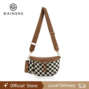 GAINSNS Checkerboard Plaid Checkered Women's Fashionable Crossbody Bag & Compact Coin Purse,everydaybag, Shoulder Bags Fashionable Bag Set, Casual Trendy Versatile High-quality Daily Commuting Bag,Bags for Women, Crossbody Bag Women