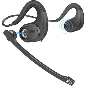 Headset with Removable Microphone, Noise Cancelling  Headset for Phones Laptop Computer PC, Open Ear Headphones for Office Meeting Running Cycling Driving Working-12 Hrs
