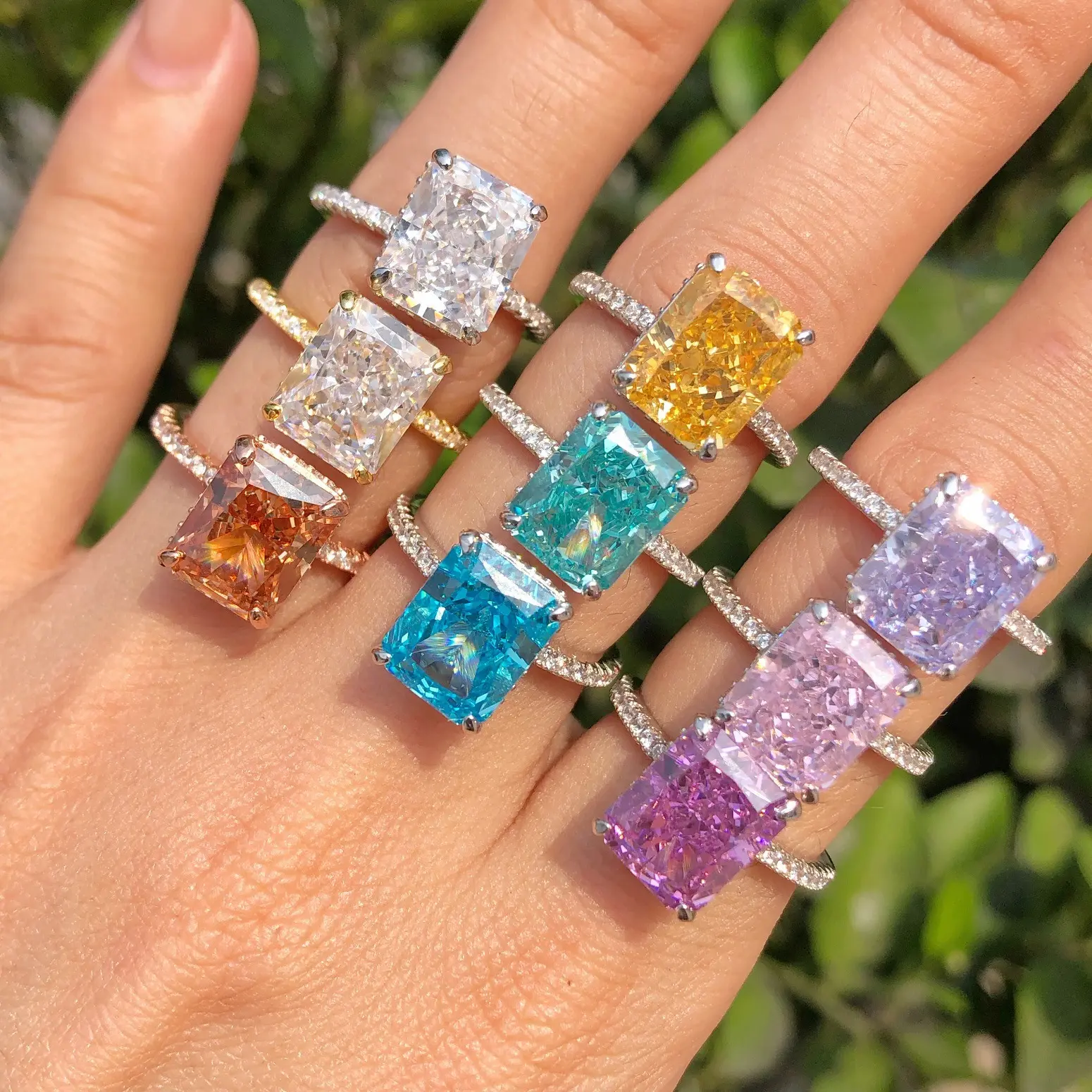 Loveden 4CT Radiant Cut  Gems Ring For Women S925 Sterling Silver Ring High Carbon Diamond  Sparkling Wedding Banquet Jewelry Accessories LD.