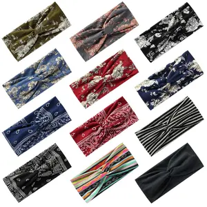 6-PCS Stylish Crossover Bohemian Zigzag Headbands for Women, Boho Wide Hair Bands with Paisley Prints, Elastic Non-Pinching Anti-Slip Hair Accessories, Comfortable Daily Outfit Must-Haves