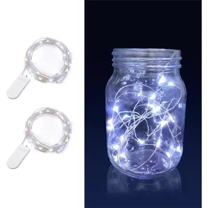Household daily necessities 2 Pack Led Fairy Lights Battery Operated String Lights Waterproof Silver Wire 7 Feet 20 Led Firefly Starry Moon Lights for DIY Wedding Party Bedroom Patio Christmas (2 Pack, White)