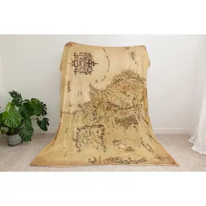LOTr Earth Map Blanket, Throw Fleece Blanket, Anniversary Blanket, Gift for LOTR Fan, LOTR Wall Art