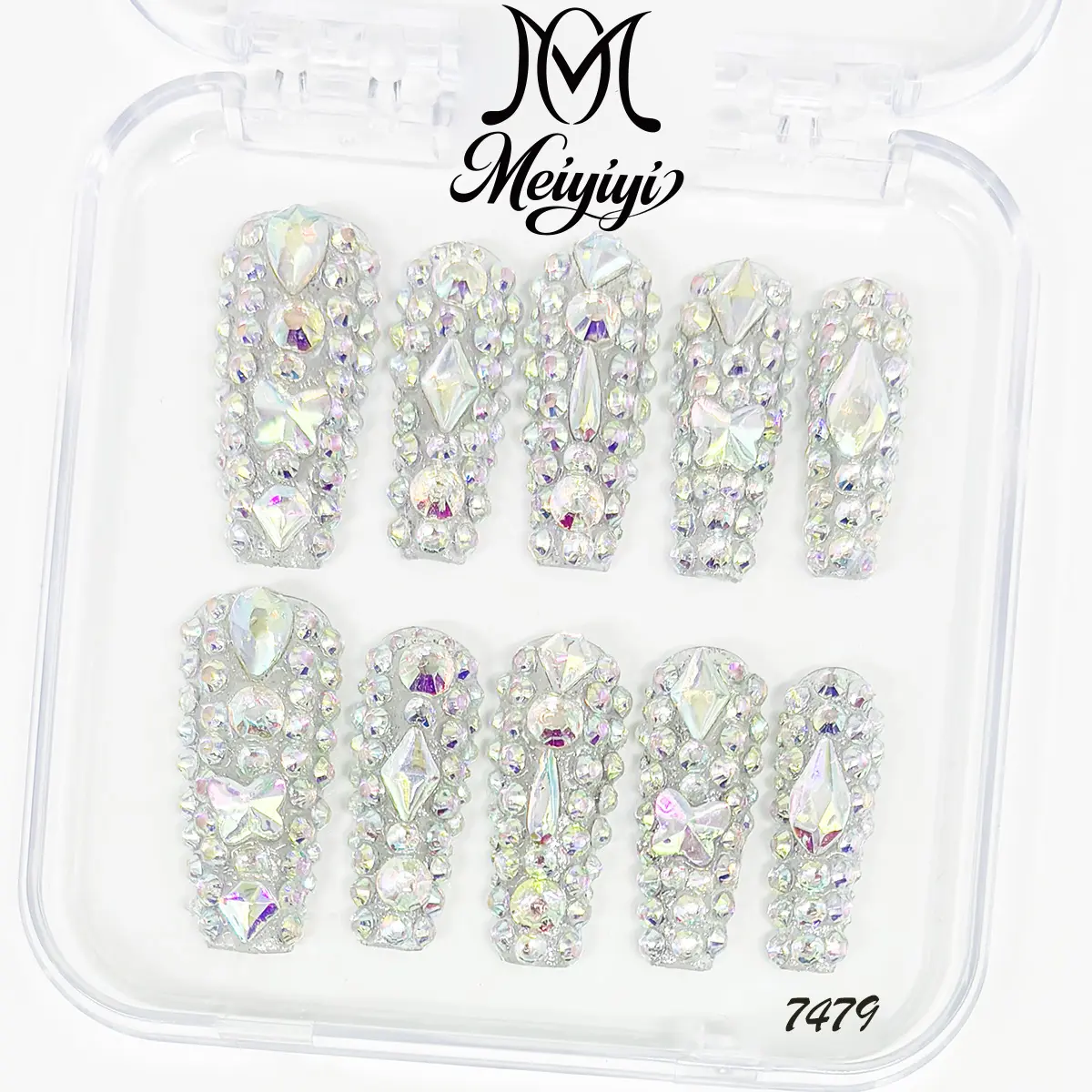 .DP.7479.Luxury Full Rhinestone Wearable Nails