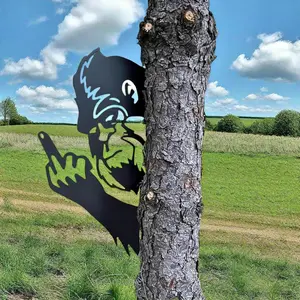 2026 NEW Bigfoot Metal Art Showing Middle Finger Ornaments, Bigfoot Sign Yard Decor, Sneaky Sasquatch Statue, Big Foot Flipping Off Tree Faces Decoration, Decorative Signage Cutout Posters (Middle Finger Bigfoot 12"×7.5") Garden