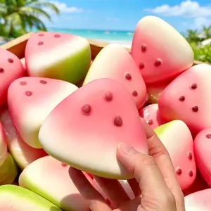 Summer Watermelon Squeeze Toy Slow Rising Soft Squishy Fruit Stress Relief Toy Cute Realistic Watermelon Slice Fidget Toy Portable Sensory Play Toy Fun Party Favor Leisure Hobby Plaything Gift For Kids Adults Daily Relaxation Entertainment Toy