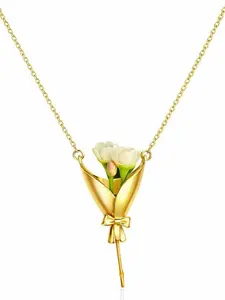 DIY Floral Bouquet Necklace, Elegant Women's Jewelry Gift, Customizable Flower Arrangement Pendant, Perfect for Special Occasions, Jewelry Accessories, Copper Chain Jewelry