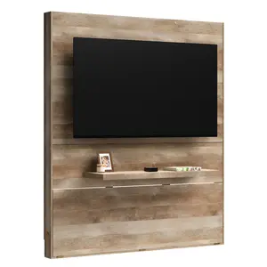Sauder Cannery Bridge Entertainment Wall - Modern 70-inch TV Mount with Floating Shelf & Cable Management - 71.97" x 17.44" x 84.06"