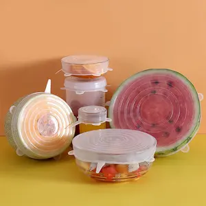 Silicone Fresh-Keeping Cover 6-Piece Set, Silicone Stretch Lids, Stretchable Cup Cover, Reusable Elastic Bowl Covers, Universal Cover, Multifunctional Fruit and Vegetable Fresh-Keeping Film Fresh-Keeping Bowl Cover