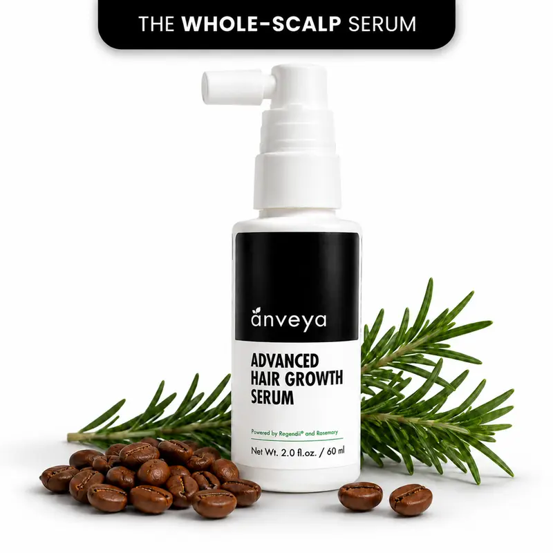 Anveya Advanced Hair Growth Serum Spray (60 ml) | Redensyl, Anagain & Rosemary | DHT Blocker | Reduces Hair Fall & Strengthens Roots | Fast-Absorbing, Non-Sticky | Clinically Tested & Proven Results | Easy Application for coverage | For Men & Women