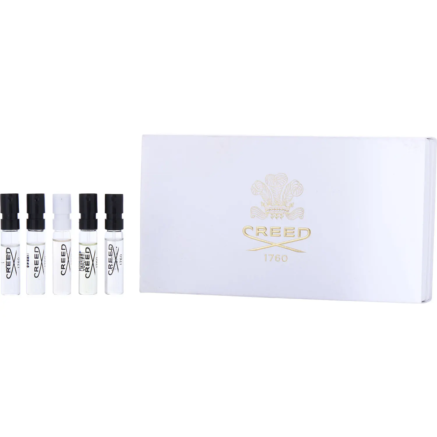 Creed Variety Set-5 Piece Mens Variety: Aventus & Vetiver & Green Irish Tweed & Silver Mountain Water & Millesime Imperial And All Are Eau De Parfum Spray Vials 0.06 Oz For Men