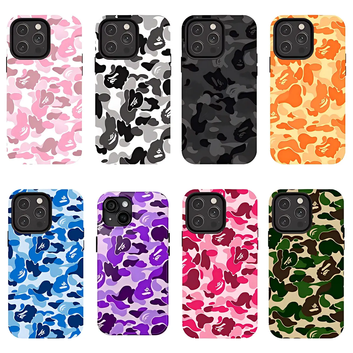 Bape Protective Camo Streetwear Phone Case Suitable for iPhone 17 16 15 14 13 12 11 Pro Max Plus,Impact Resistant Hard Case with Impact Dispersion Technology & anti-drop protective case, lightweight, new fashion trend design