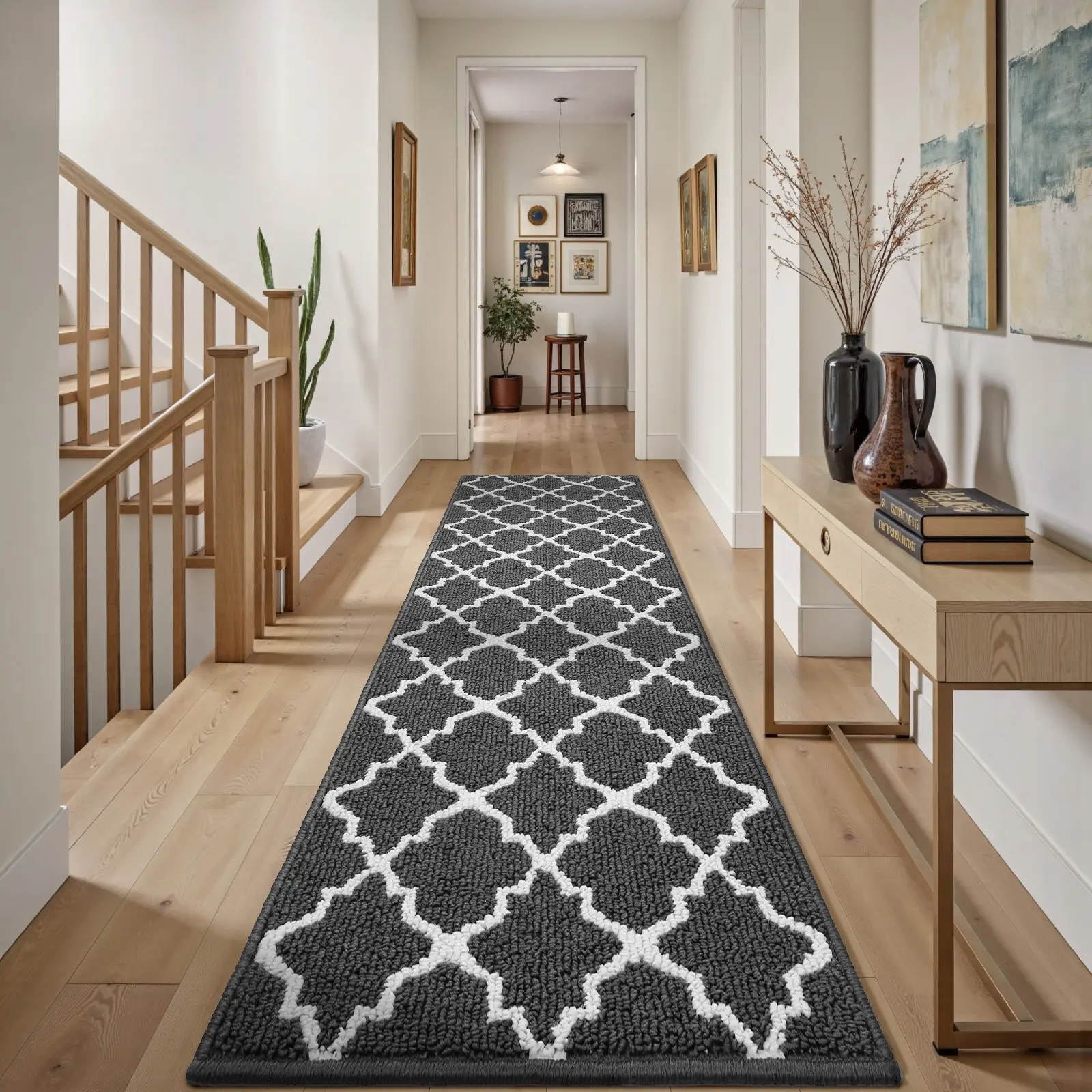 FAMVAL Non Slip Washable Carpet Runner, Dirt Trapping Hallway Rug with Rubber Backing for Entryway Kitchen Laundry Room