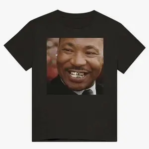 Martin Luthe King Gold Grillz Meme Heavyweight Cotton Unisex Casual T-Shirt Plus Size OMB