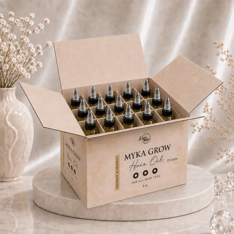 MYKA Multiple Oils Hair Growth Treatment (Coconut, Castor, Pomegranate Infusions) - 15-Unit Wholesale Pack 4 oz Bottles for Adults' Daily Hair & Scalp Care