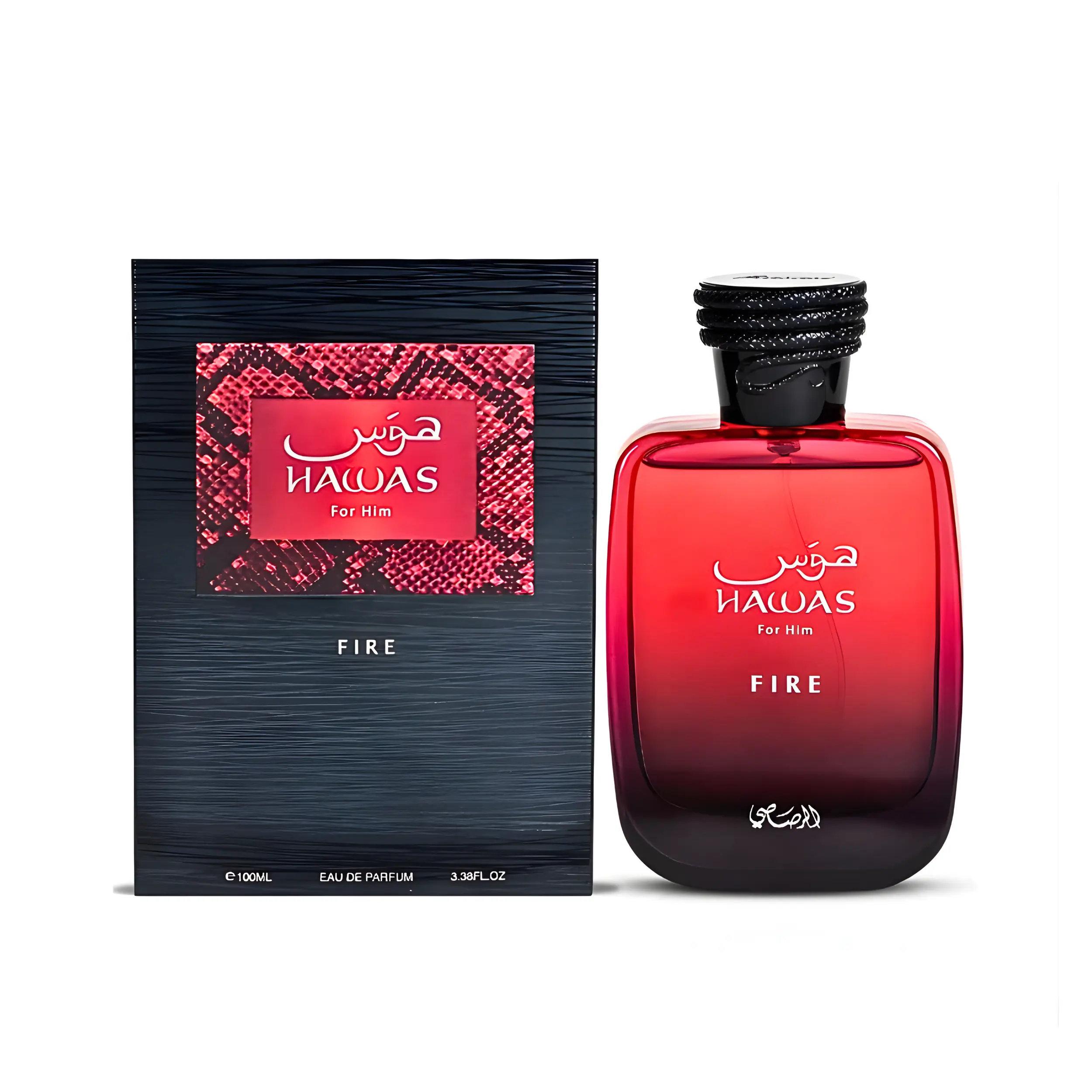 Rasasi Hawas Fire Eau De Parfum with Floral Sweet Amber and Spicy Mineral Notes, Unisex Liquid Perfume for Adults, 100 ml (3.4 fl oz) Bottle, Smelling Good, Amber Musk, Single Bottle, Aquatic