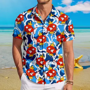 Hawaiian Shirt for Men, Magikarp Poke mon Hawaiian Shirt  Cool Summer Anime Vibes for Men & Fans, Men's Collared Clothes for Beach Vacation, #menwear #shortsleeve #hawaiianshirt