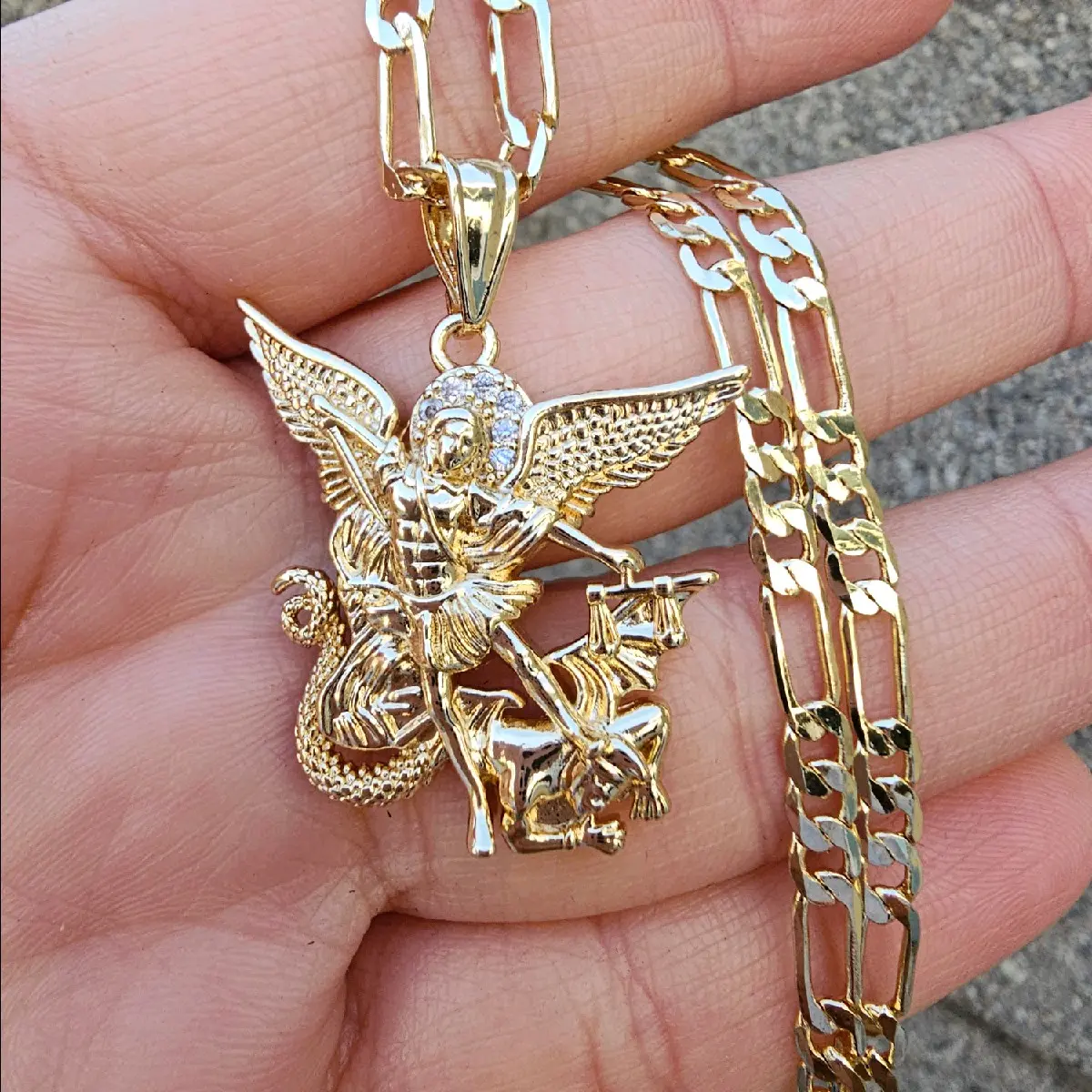 San miguel arcangel gold plated pendant necklace San miguel arcangel gold plated pendant necklace