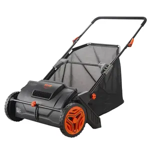 VEVOR Push Lawn Sweeper, 21inch Leaf & Grass Collector, Strong Plastic Wheels & Heavy Duty Thickened Steel Durable to Use with Large Capacity 3.5 cu.ft.Mesh Collection Hopper Bag, 2 Spinning Brushes