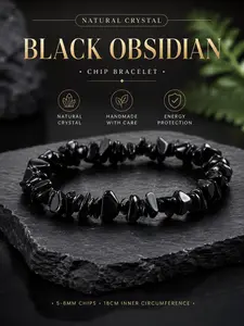 Handmade Natural Crystal Chip Bracelet, Authentic Mixed Irregular Stone Design, Cute Style, All Seasons Wear, Obsidian Material