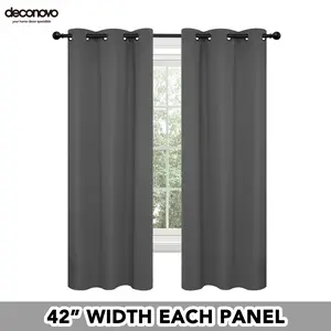 Deconovo Short Drapes 42W 2 Panels Blackout Curtains for Bedroom and Living Room Thermal Insulated Room Darkening Window Curtains