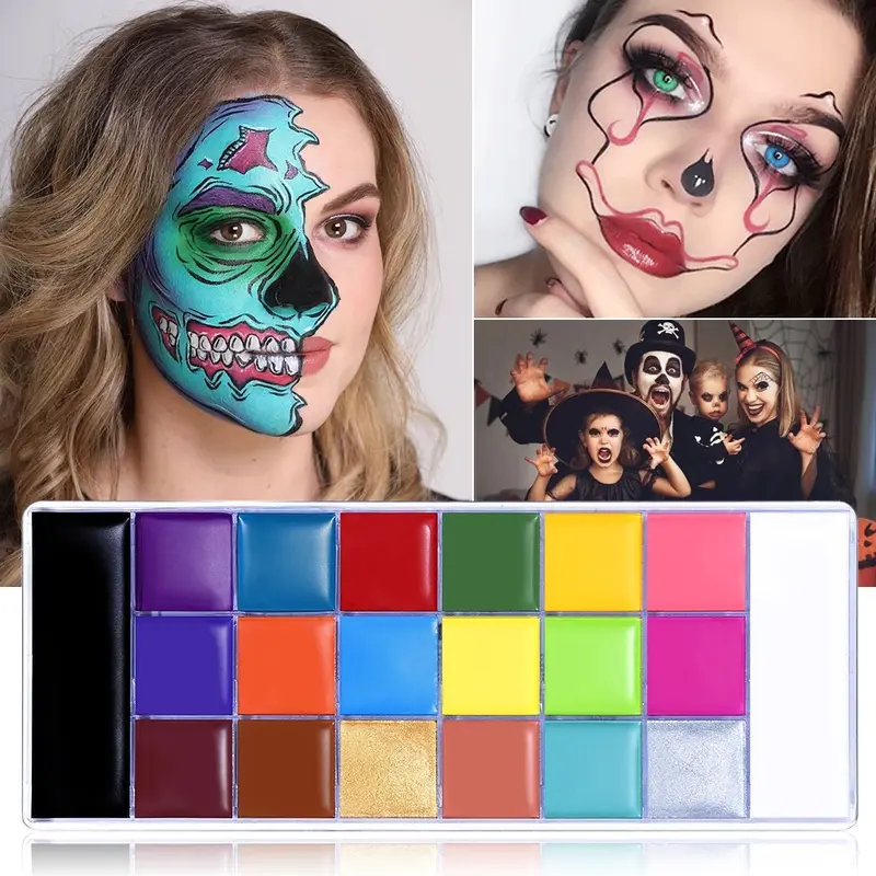 20-Color Professional Body Makeup Set - Safe Non-Toxic Oil-Free Cosmetic Kit, Waterproof Temporary Tattoo, Sensitive Skin Friendly, Long-Lasting for Cosplay, Halloween, Face Paint & Spooky Gifts
