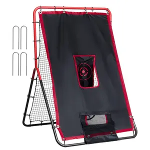 VEVOR Baseball And Softball Rebounder Net, 3.5x 4.5 ft 2-in-1 Switch Hitter Pitch Trainer, PitchBack Baseball Pitching Return Trainer Nest, Bounce Back Net for Fielding/Throwing Practice