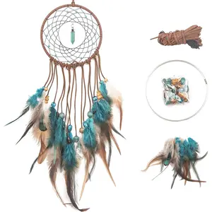 DIY Dream Catcher Kit - Making Dream Catcher Supplies Craft Kit, Handmade Wall Decor for Bedroom, Living Room, Wedding and Party Decoration (Turquoise)