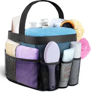 Mesh Shower Caddy Portable for College Dorm Room Essentials with 8 Pockets, Hanging Caddy Dorm Basket, Quick Dry Shower Bag for Bathroom