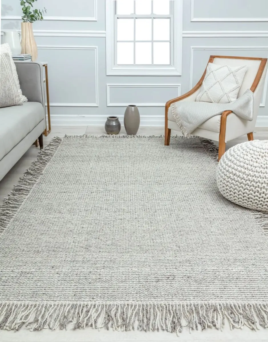 Rugs America RA31982 NN10E 5x7 ft. Indoor Cotton Durable Mushroom Gray Decorative Floor Rug - Minimalist Solid, Indoor Modern Casual Rug, Ideal for Living Room & Bedroom, Decorative Rug
