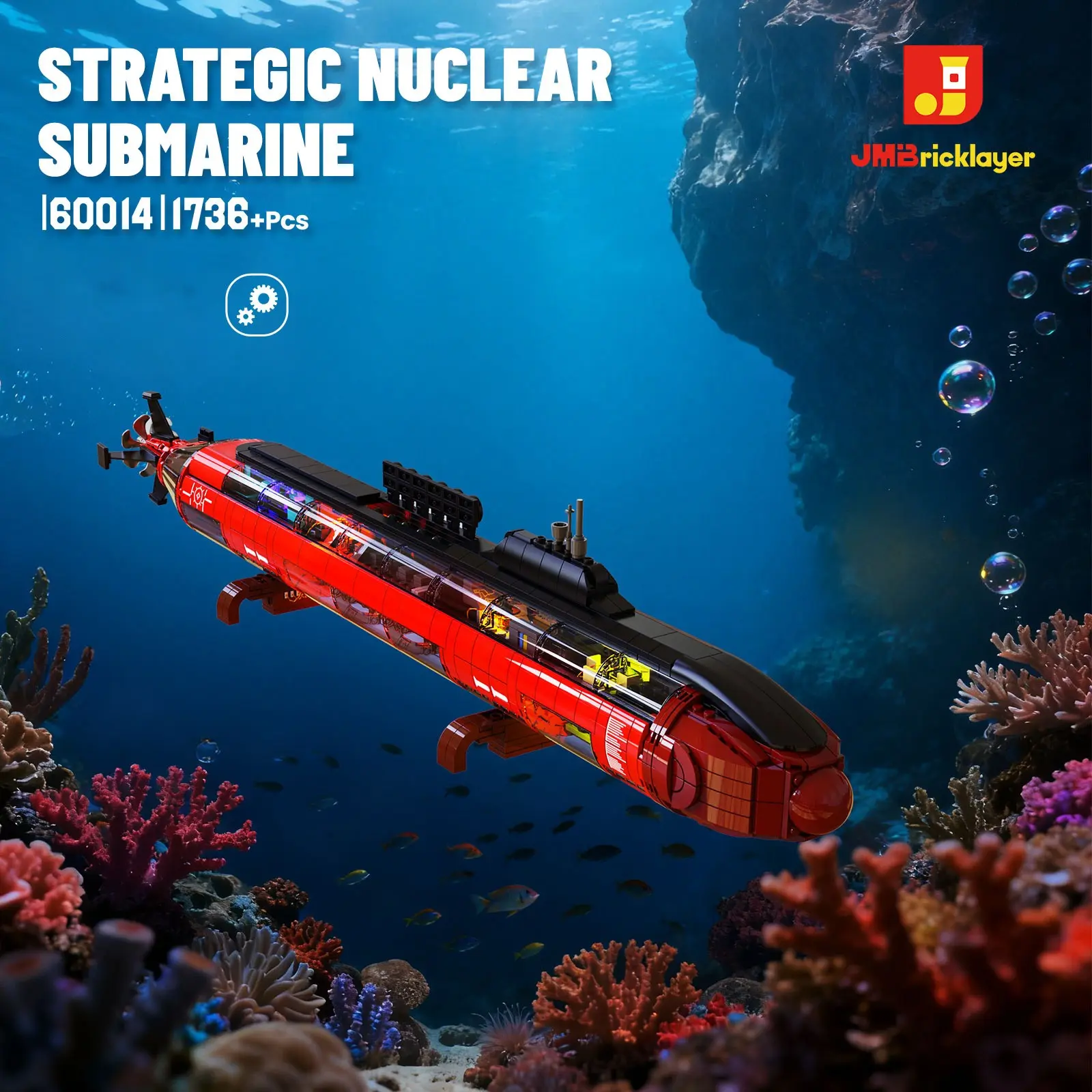 1736+ Large Nuclear Submarine Building Block Set Military Submarine Underwater World Model Display Men's Collectible Gift Desktop Ornament Home Decor Educational Building Kit Ideal for Men, Military Enthusiasts, Teens Birthday, Christmas, New Year Gifts.