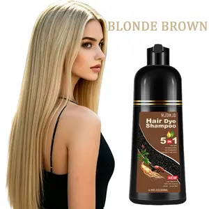 5-in-1 Blonde Brown Hair Dye Shampoo, Herbal Hair Color for Gray Coverage, Long-Lasting Semi-Permanent Color, Nourishing & Moisturizing Formula, Easy Home Use for Women & Men, 6.76 Fl Oz