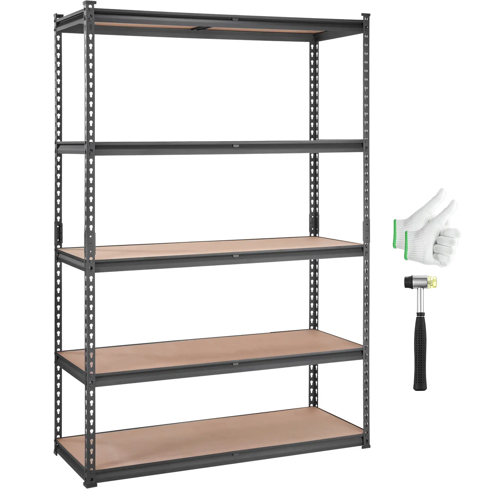 【summerfinds】VEVOR Steel Storage Shelf, 5-Tier Height Adjustable Racks, 2000 lbs Heavy Duty Rust Resistant Metal Organizer, 18" D x 48" W x 72" H Black Utility Rack for Kitchen Pantry, Basement, Garage, Heavy Duty Tiers, Freestanding Utility Racks