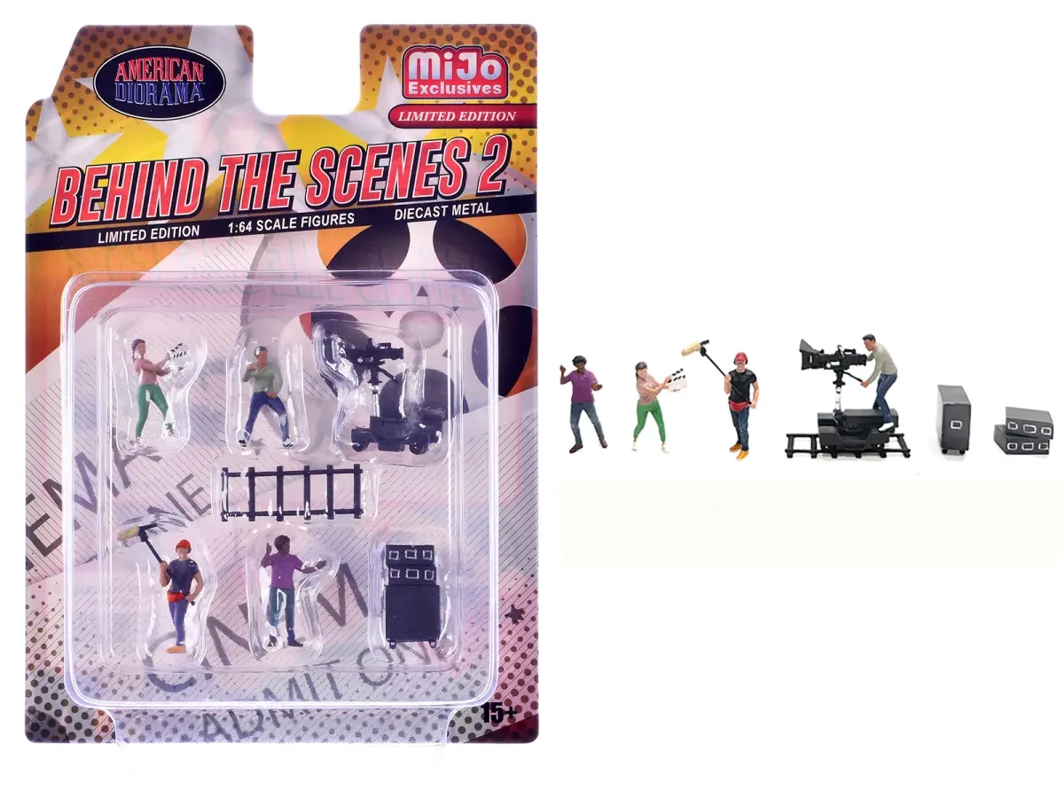 American Diorama AD-2428MJ Behind The Scenes No.2 4 People 3 Accessories Diecast Figures Set 1-64 Scale Model Kit - 7 Piece