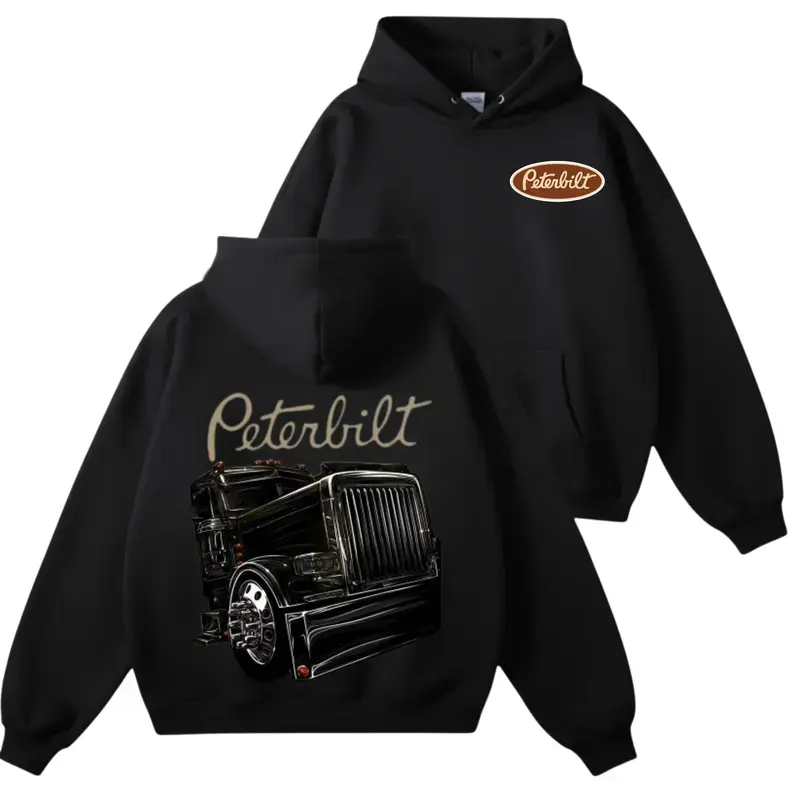 Peterbilt Truck Hoodie– Bold Semi-Truck Graphic Tee for Truckers & Diesel Lovers, Classic Big Rig Logo Shirt, Perfect Gift for Peterbilt Enthusiasts, Drivers & Hauling Fans